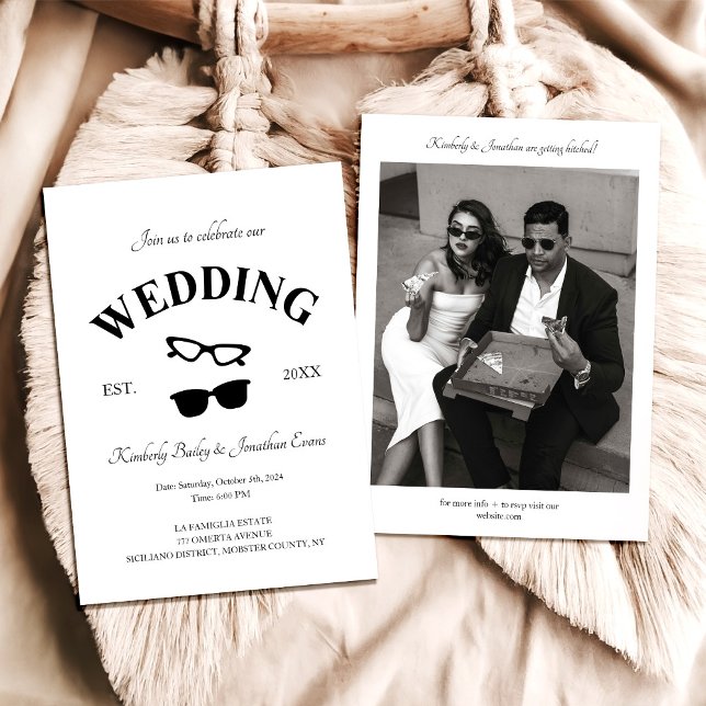 Mafia Couple Elegant Modern Trendy Chic Wedding Invitation (Creator Uploaded)