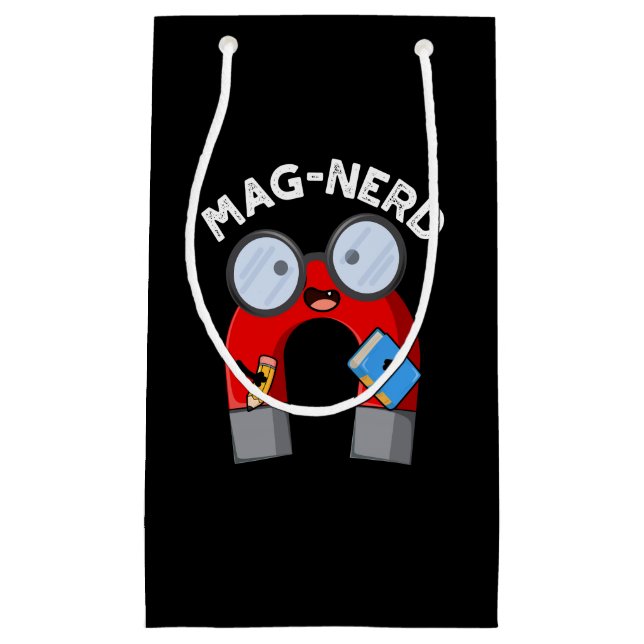 Mag-nerd Funny Nerd Magnet Pun Dark BG Small Gift Bag (Front)