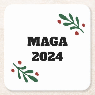 MAGA 2024 Christmas Square Paper Coaster