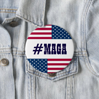 #MAGA-American Flag 4 Inch Round Button