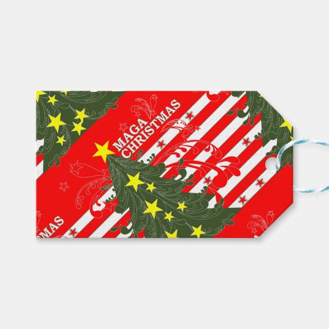 MAGA Christmas Patriotic Gift Tags (Front (Horizontal))