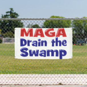 MAGA Drain the Swamp with red blue text Banner