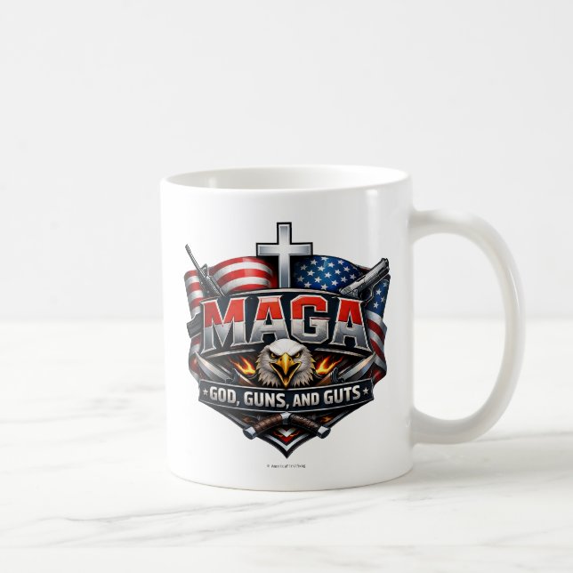 MAGA: God, Guns, and Guts.  Coffee Mug (Right)