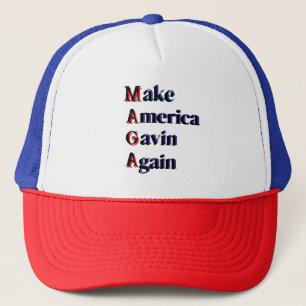 MAGA   Make America Gavin Again Funny Spoof Trucker Hat