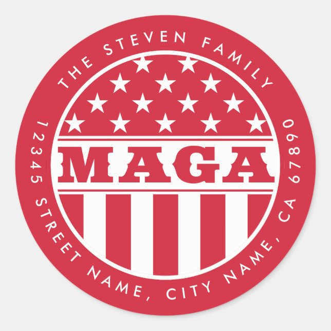 MAGA Personalized Initial Round Stickers (Front)