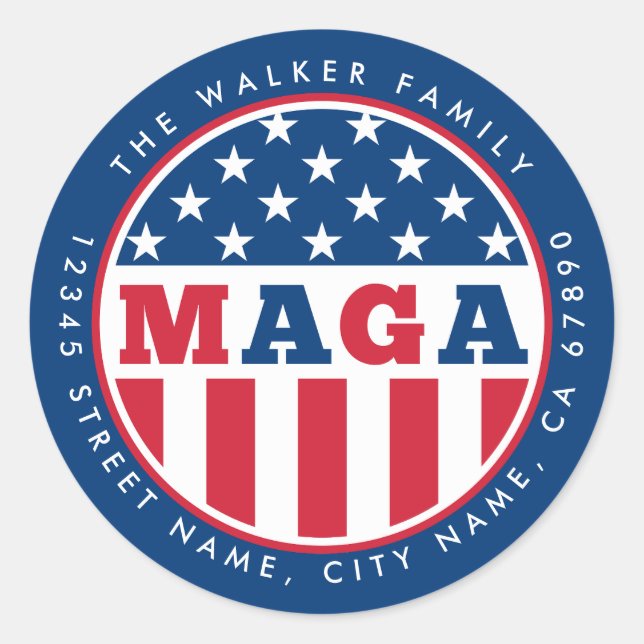 MAGA Personalized Initial Round Stickers (Front)