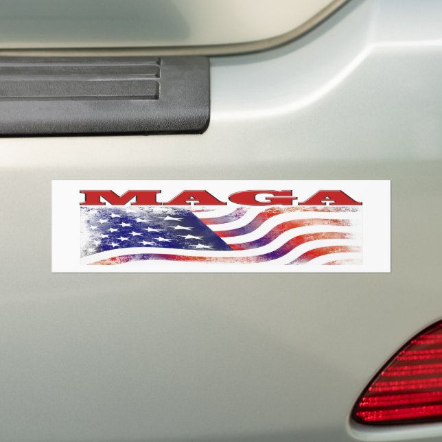 MAGA stars and stripes Bumper Sticker (On Car)