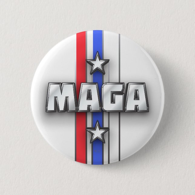 MAGA Stars Stripes Make America Great Again White 2 Inch Round Button (Front)