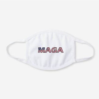 MAGA US Flag Text Patriotic White Cotton Face Mask