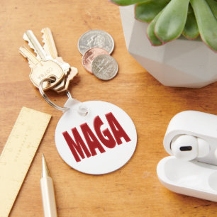 MAGA with red text Keychain