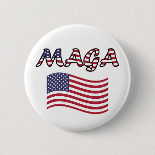 MAGA with US Flag Red White and Blue 2 Inch Round Button