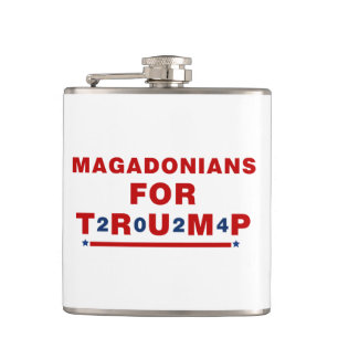 Magadonians For Trump 2024 Red Blue Star Hip Flask