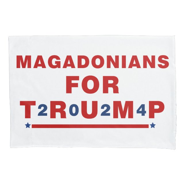 Magadonians For Trump 2024 Red Blue Star Pillowcase (Front)