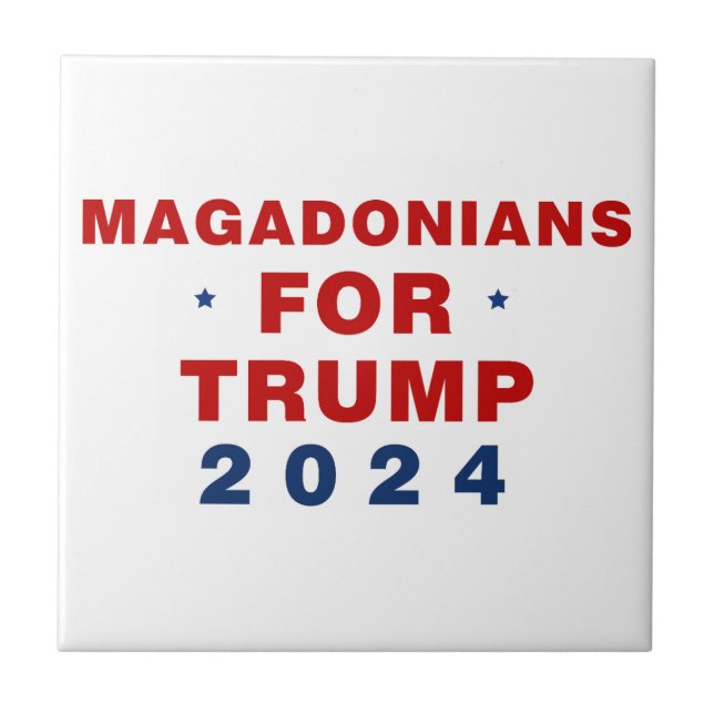 Magadonians For Trump 2024 Red Blue Tile (Front)