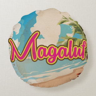 Magaluf Vintage vacation Poster Round Pillow