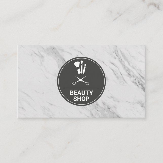 Magasin de beauté Marbre Monogramme Carte de visit (Devant)