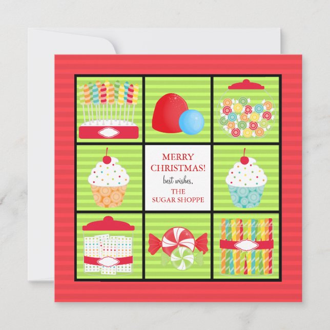 Magasin de bonbons Cartes de Noël d'affaires (Devant)