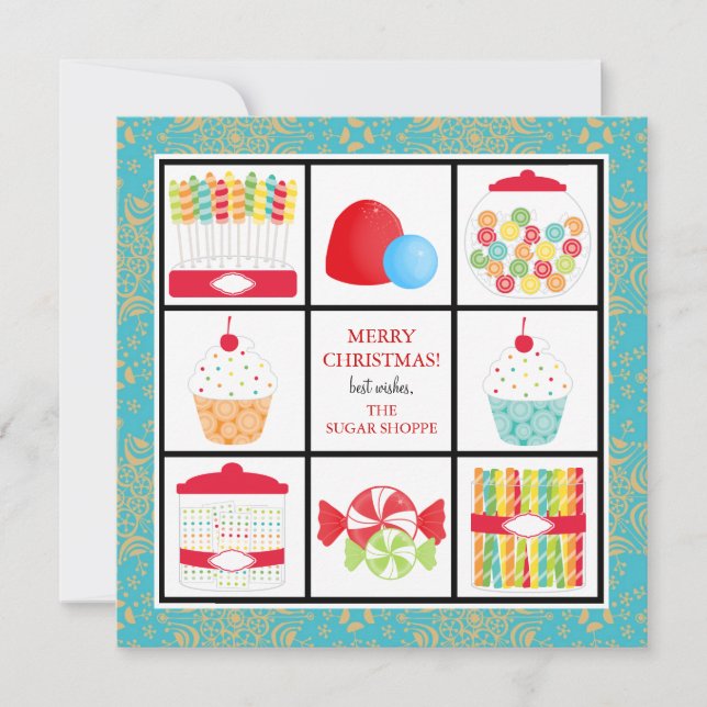 Magasin de bonbons Cartes de Noël d'affaires (Devant)