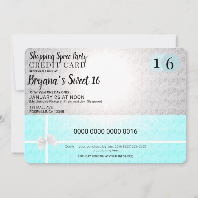 Magasin de centre commercial Carte de crédit Sweet (Devant)