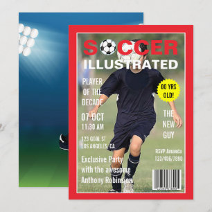 Magazine Celebrity Soccer Birthday Party Photo Invitation