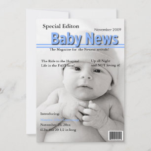 Magazine Cover Birth Announcement (Blue)