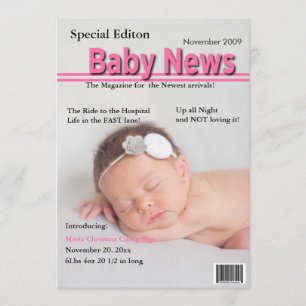 Magazine Cover Birth Announcement (Pink)