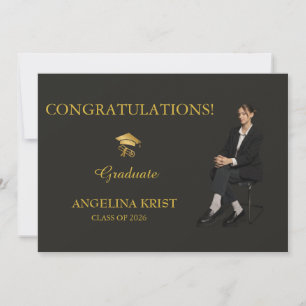 Magazine Cover Black Gold Graduation Party Invite