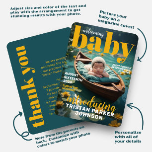 Magazine Cover Bold Modern Birth Announcement