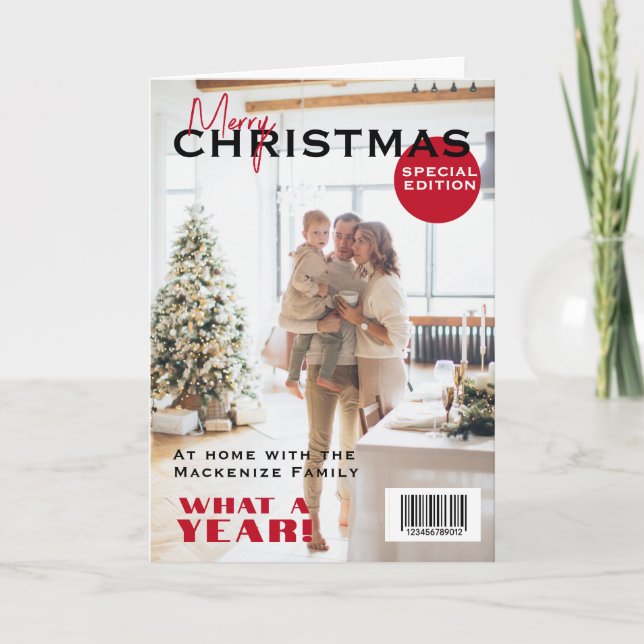 Magazine Cover Christmas Personalized Holiday Card (Front)