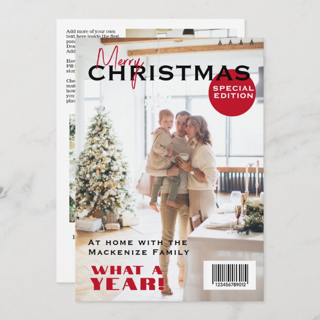 Magazine Cover Christmas Personalized Holiday Card (Front/Back)