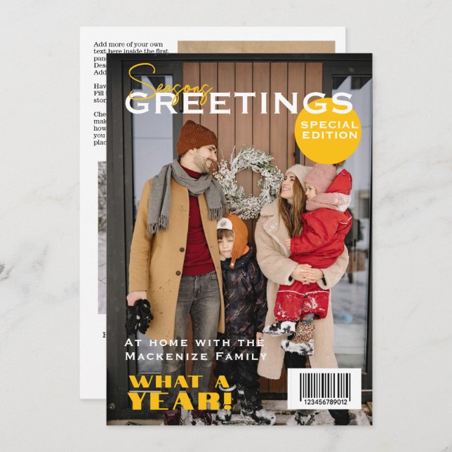 Magazine Cover Christmas Personalized Holiday Card (Front/Back)
