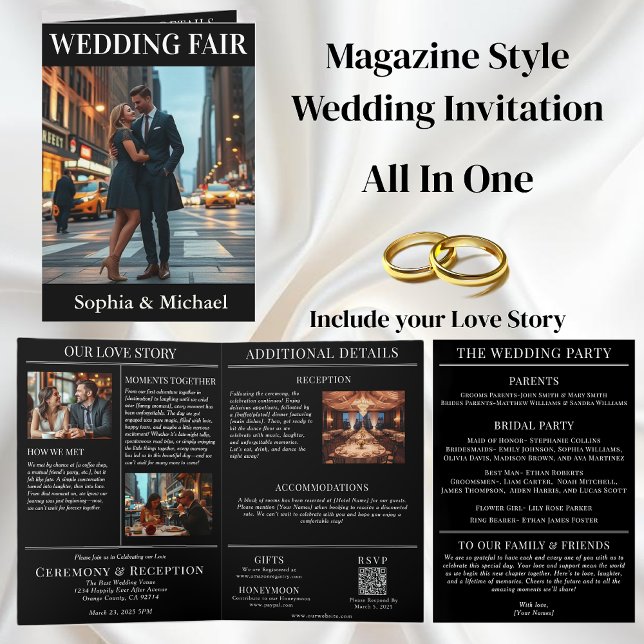 Magazine Cover City Wedding  Invitation (Magazine Cover City Wedding  Invitation All in One)