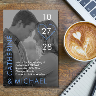 Magazine Cover Dark Photo Modern Minimalist Blue Save The Date