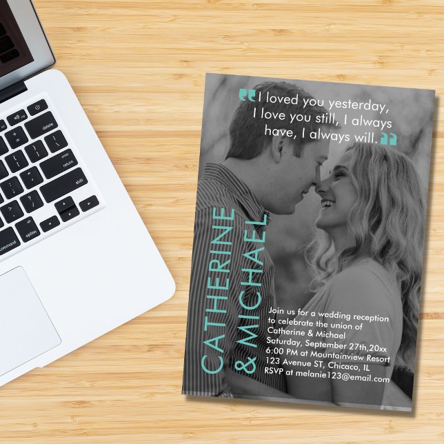 Magazine Cover Dark Photo Modern Minimalist Green Invitation (Creator Uploaded)