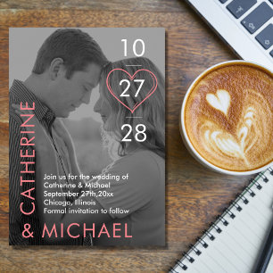 Magazine Cover Dark Photo Modern Minimalist Pink Save The Date