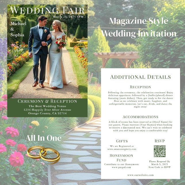 Magazine Cover Garden Wedding  Invitation (Magazine Cover Garden Wedding  Invitation All in One)