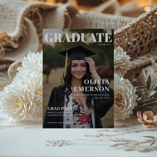 Magazine Cover Photo Graduation Invitation (Creator Uploaded)