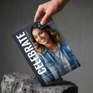 Magazine Cover Photo Milestone 25th Birthday Party Invitation