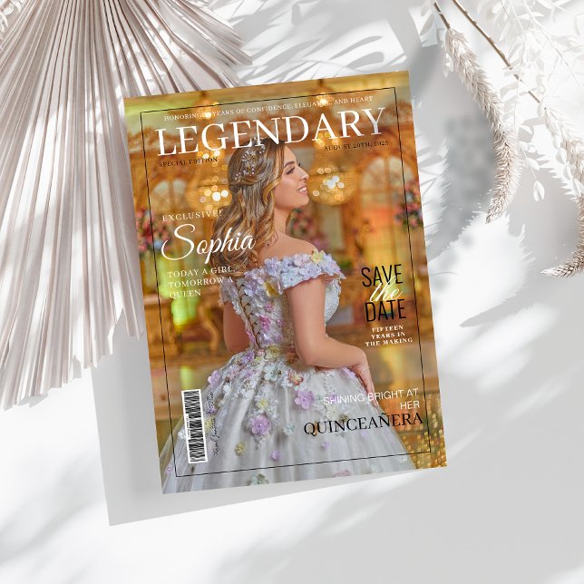 Magazine Cover Quinceanera Save The Date Invitation (Creator Uploaded)