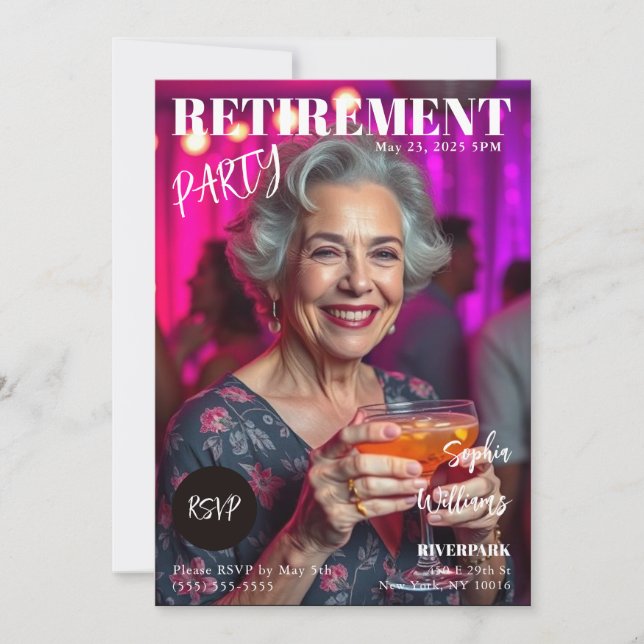 Magazine Cover Retirement  Invitation (Front)