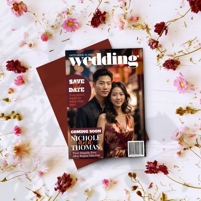Magazine Cover Style Trendy Save The Date Photo  Invitation (Creator Uploaded)