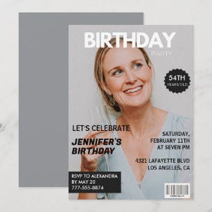 Magazine Cover Stylish for her Photo 54th birthday Invitation