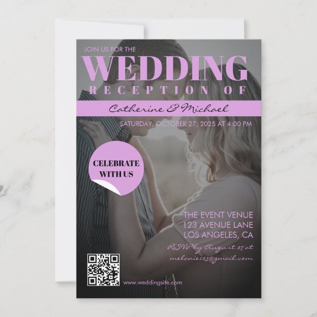 Magazine Cover Trendy Dark Photo Invitation (Front)