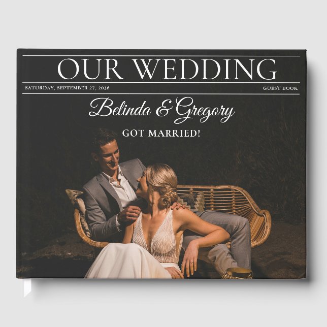 Magazine Editorial Newspaper Photos Wedding  Guest Book (Front)