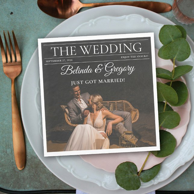 Magazine Editorial Newspaper Photos Wedding  Napkin (Magazine Editorial Newspaper Photos Wedding Napkins)