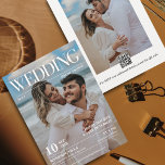 Magazine Editorial Newspaper Wedding Photo Invitat Invitation<br><div class="desc">Introducing "The Wedding" magazine-style wedding invitation! This stunning invitation will leave your guests in awe with its unique design and personalized touch. Featuring a beautiful photograph of the bride and groom on the cover, this invitation resembles a high-end magazine. Inside, your guests will find all of the important information about...</div>