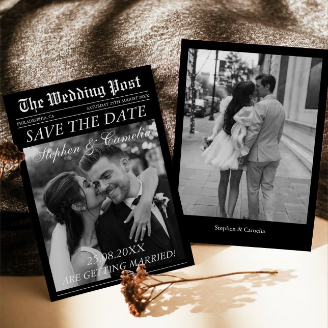 Magazine Editorial Newspaper Wedding Save the Date Invitation (Creator Uploaded)