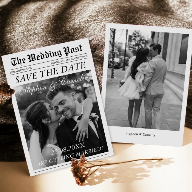 Magazine Editorial Newspaper Wedding Save the Date Invitation (Creator Uploaded)