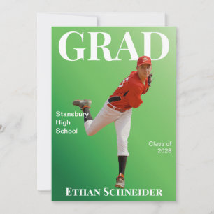 Magazine Graduation Green and White Announcement