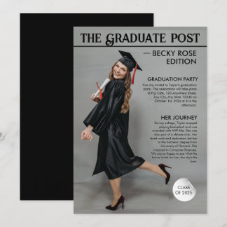 Magazine newspaper graduation invitations announce